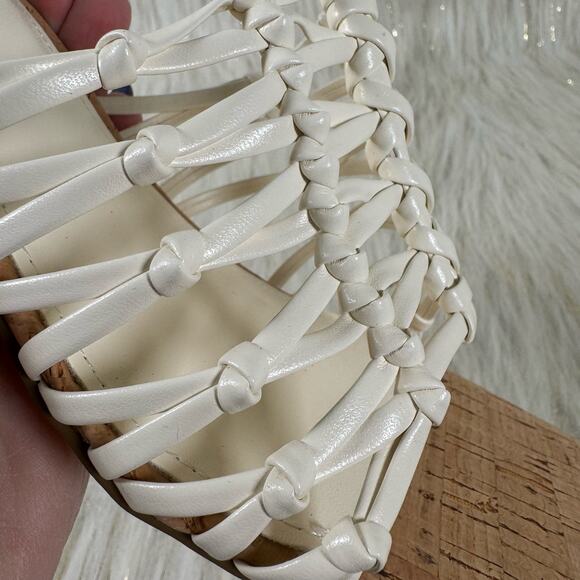 Marc Fisher Colica Block Heel Sandals Ivory Woven Mules Slip On Summer Size 10M - Picture 6 of 9